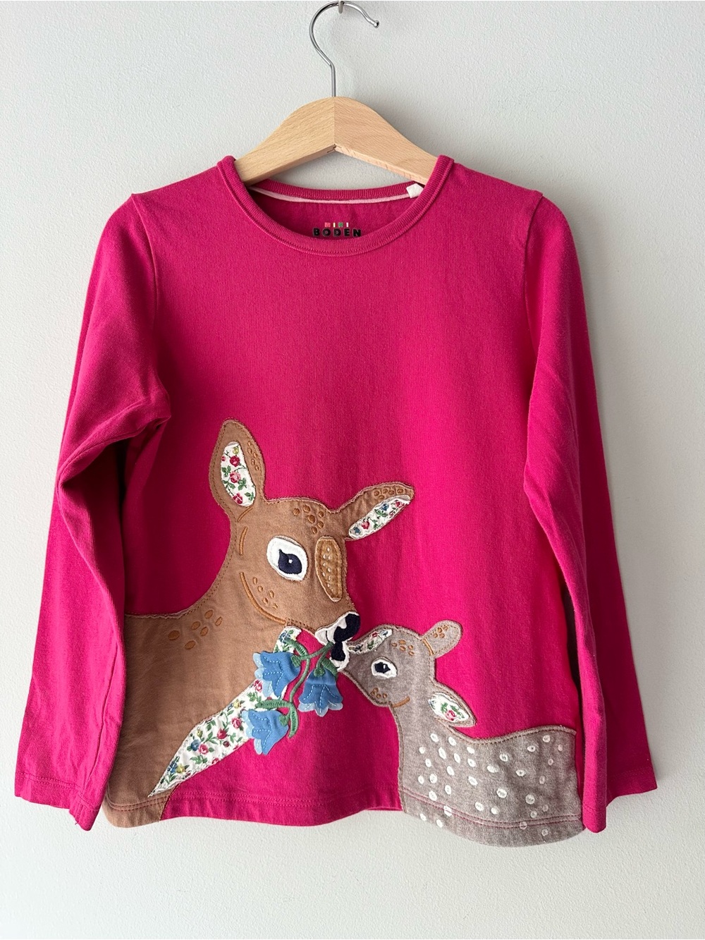 Mini Boden Mom Deer and Fawn Long Sleeve T-Shirt